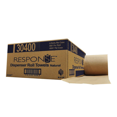 Response Recycled 800Ft Natural Hardwound Paper Towel Roll Dispenser (Case of 6)
