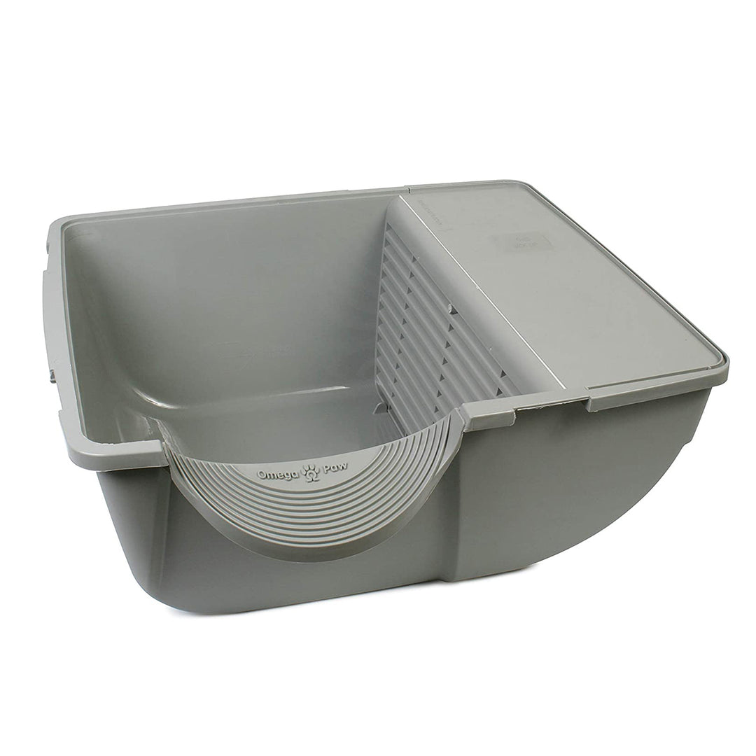 Omega Paw Roll 'n Clean Self Cleaning Litter Box for Regular Sized Cats, Grey