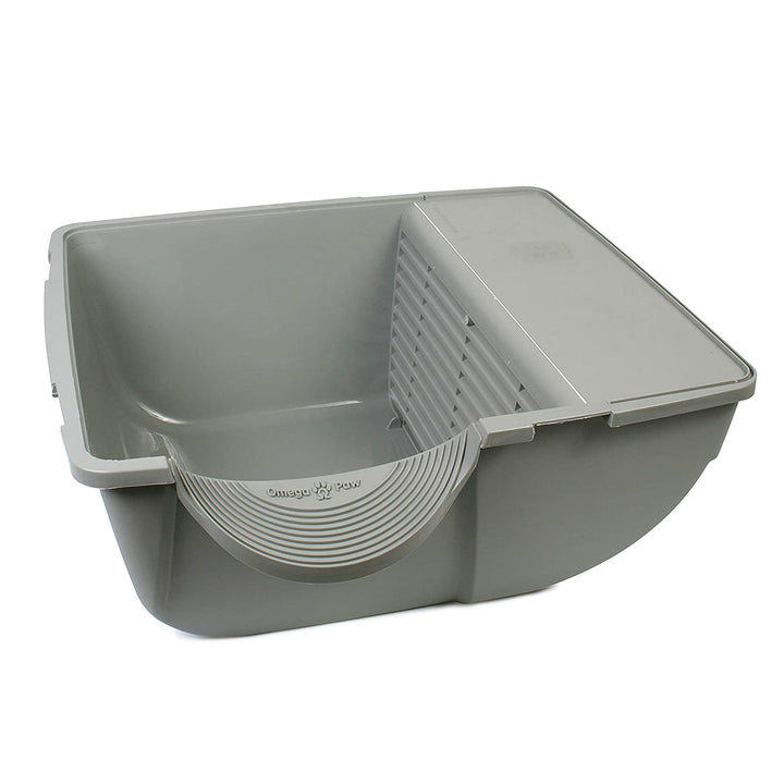 Omega Paw Roll 'n Clean Self Cleaning Litter Box for Regular Sized Cats, Grey