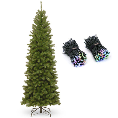 National Tree Company North Valley Spruce 7 Foot Christmas Tree & String Lights