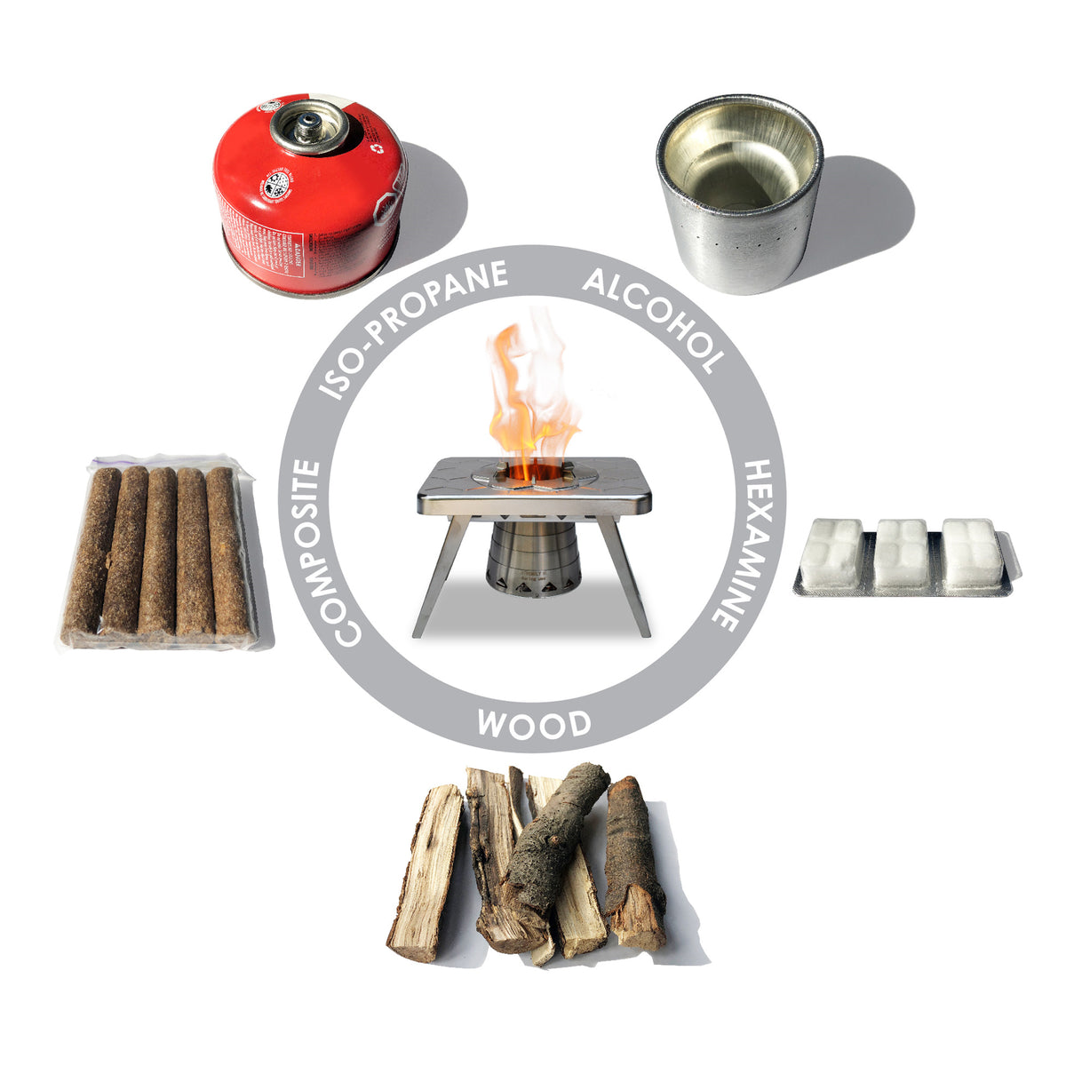 nCamp Universal Portable Stainless Steel Wood Burning Camping Stove (Open Box)