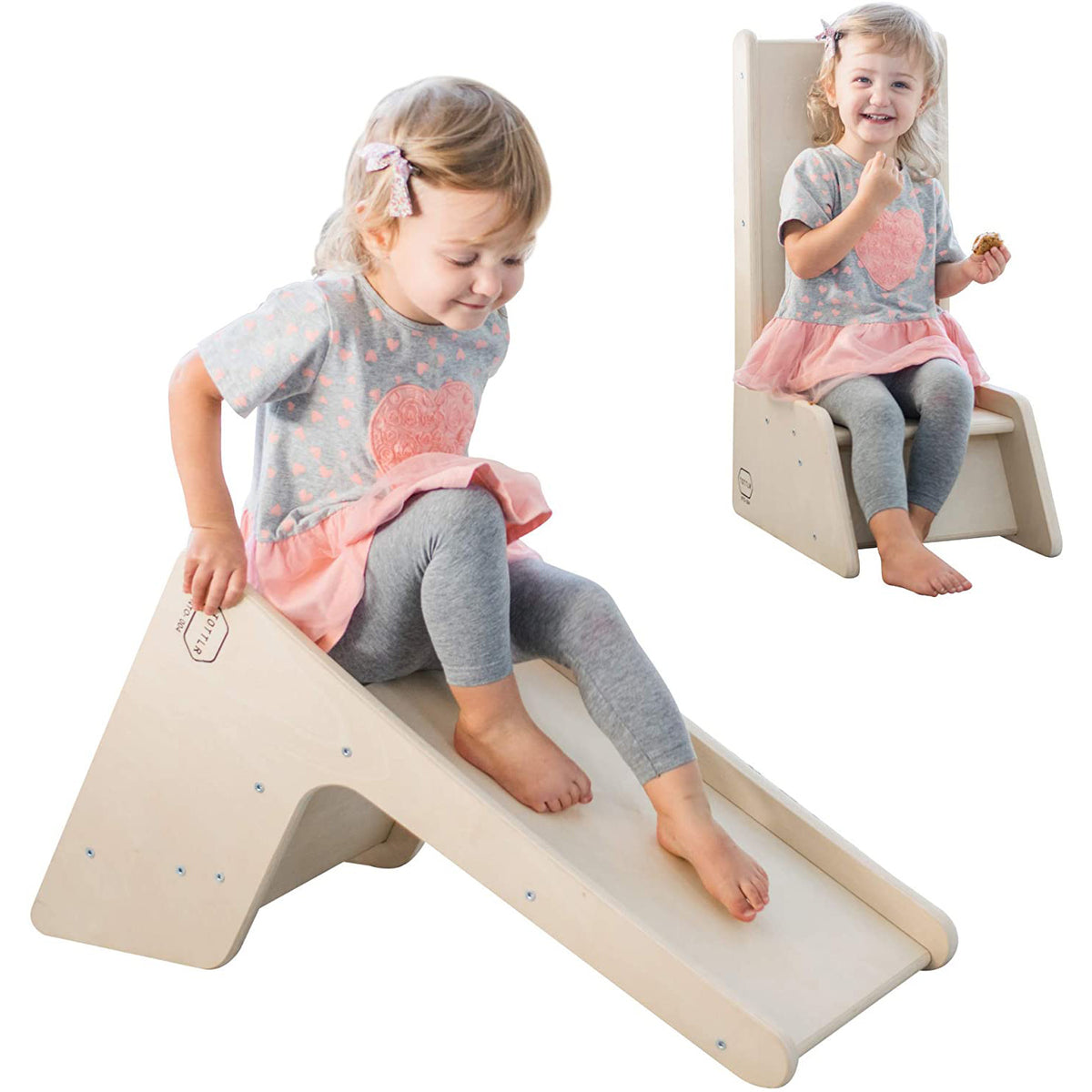 Tottlr All Wooden Toddler Exercise Development Activity Small Slide Play Chair - VMInnovations