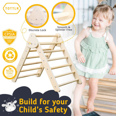 Tottlr All Wooden Toddler Growth Development Activity Climbing Triangle Play Set - VMInnovations