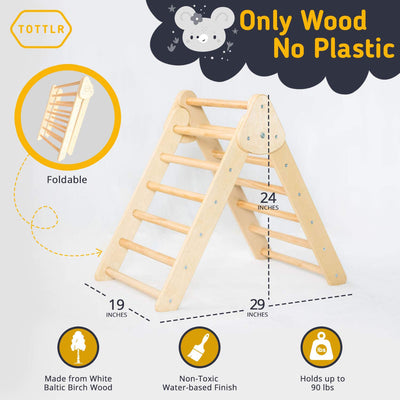 Tottlr All Wooden Toddler Growth Development Activity Climbing Triangle Play Set - VMInnovations