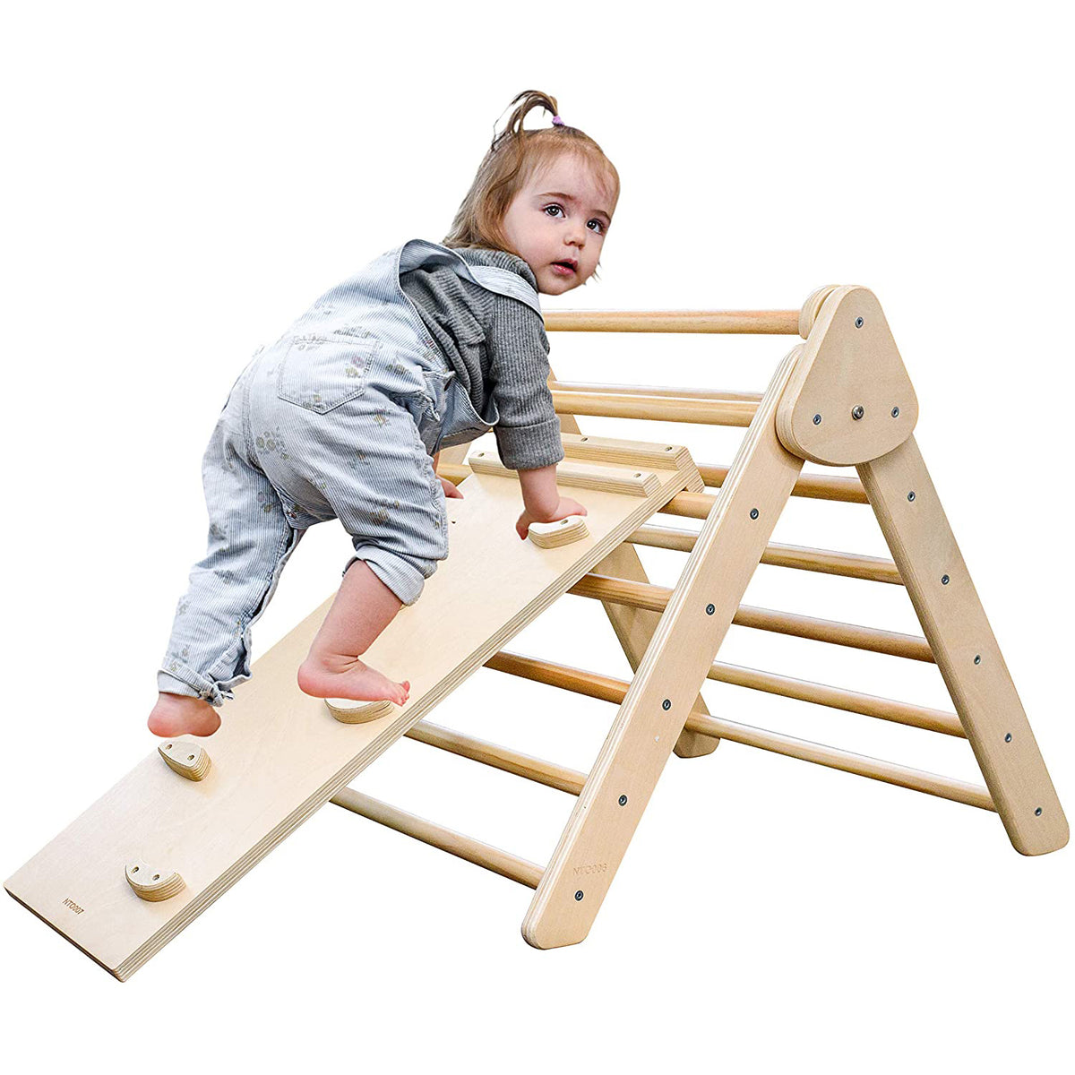 Tottlr All Wooden Toddler Growth Activity Indoor Climbing Traingle and Ramp Play Set - VMInnovations