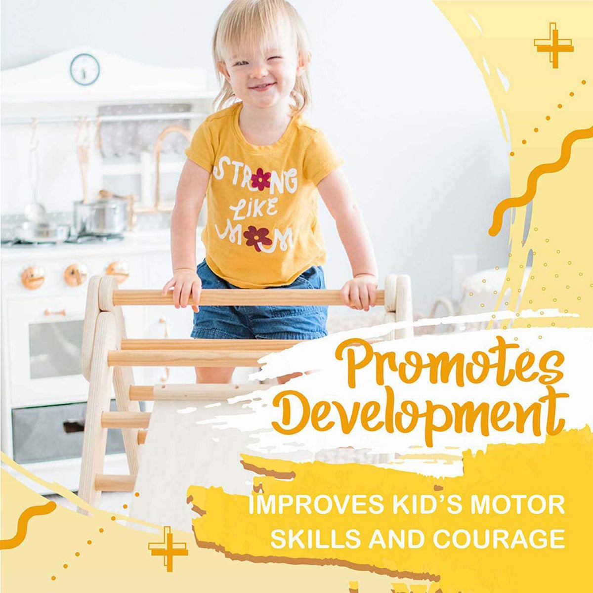 Tottlr All Wooden Toddler Growth Activity Indoor Climbing Traingle and Ramp Play Set - VMInnovations