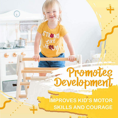 Tottlr All Wooden Toddler Growth Activity Indoor Climbing Traingle and Ramp Play Set - VMInnovations