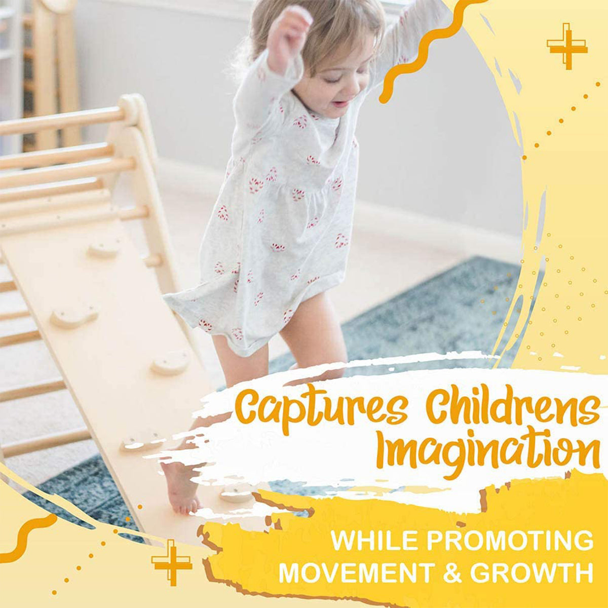 Tottlr All Wooden Toddler Growth Activity Indoor Climbing Traingle and Ramp Play Set - VMInnovations