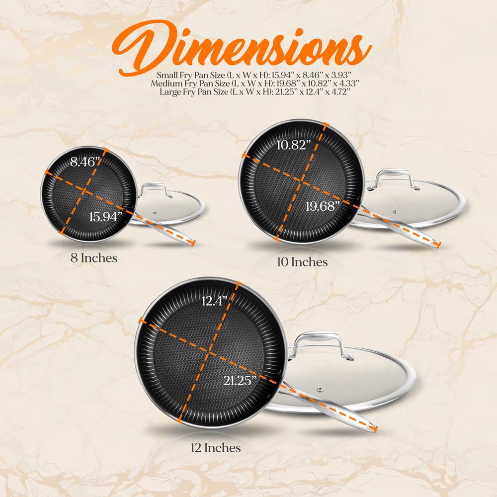 NutriChef Nonstick Tri Ply Stainless Steel Kitchen Cookware Pan Set, 6 Pieces - VMInnovations