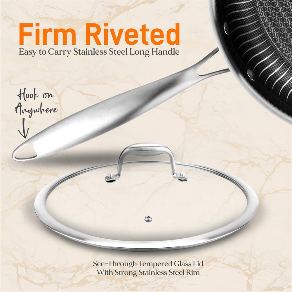 NutriChef Nonstick Tri Ply Stainless Steel Kitchen Cookware Pan Set, 6 Pieces - VMInnovations