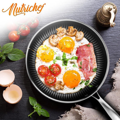 NutriChef Nonstick Tri Ply Stainless Steel Kitchen Cookware Pan Set, 6 Pieces - VMInnovations