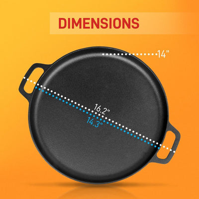 NutriChef Pre Seasoned Cast Iron Stir Fry Wok w/ Grill Plate & Pizza Baking Pan