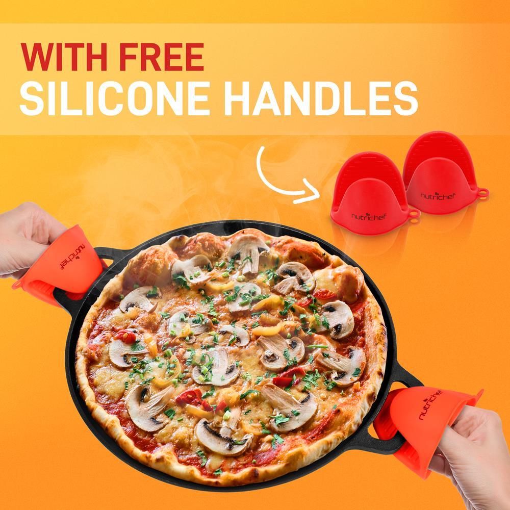 NutriChef 14 Inch Round Pizza Pan with 10 Inch and 12 Inch Nonstick Frying Pans