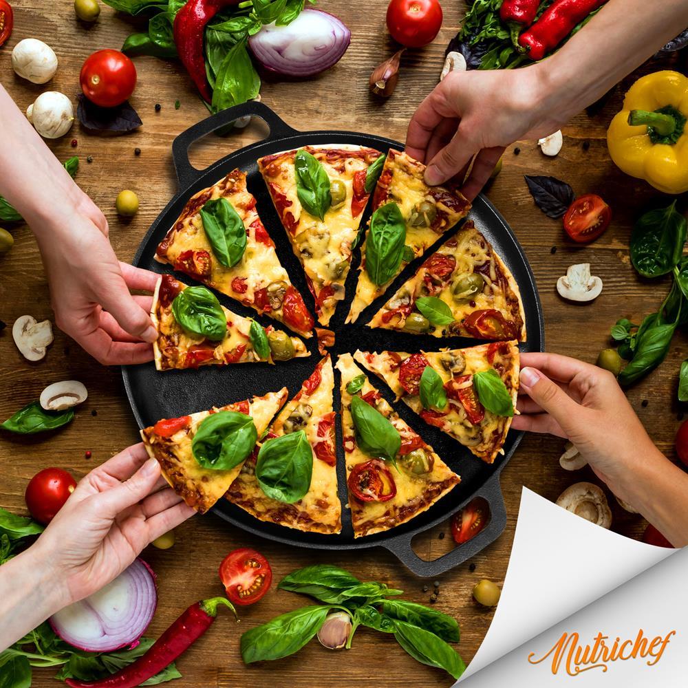 NutriChef 14 Inch Round Pizza Pan with 10 Inch and 12 Inch Nonstick Frying Pans