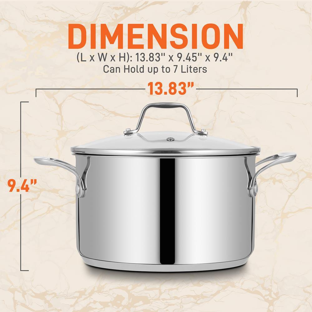 NutriChef Heavy Duty 8Qt Stainless Steel Soup Stock Pot w/Handles and Lid (Used) - VMInnovations