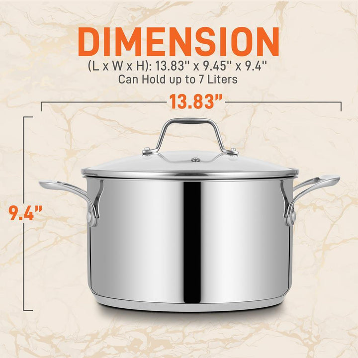 NutriChef 8 Quart Stainless Steel Soup Stock Pot with Handles and Lid (Open Box)