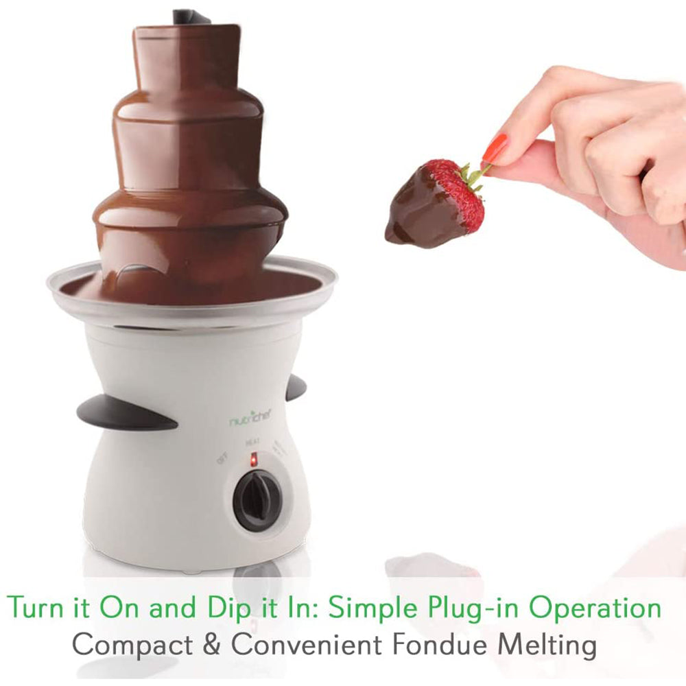 NutriChef 16oz 3 Tier Electric Fondue Maker Fountain Chocolate Melter (Open Box) - VMInnovations
