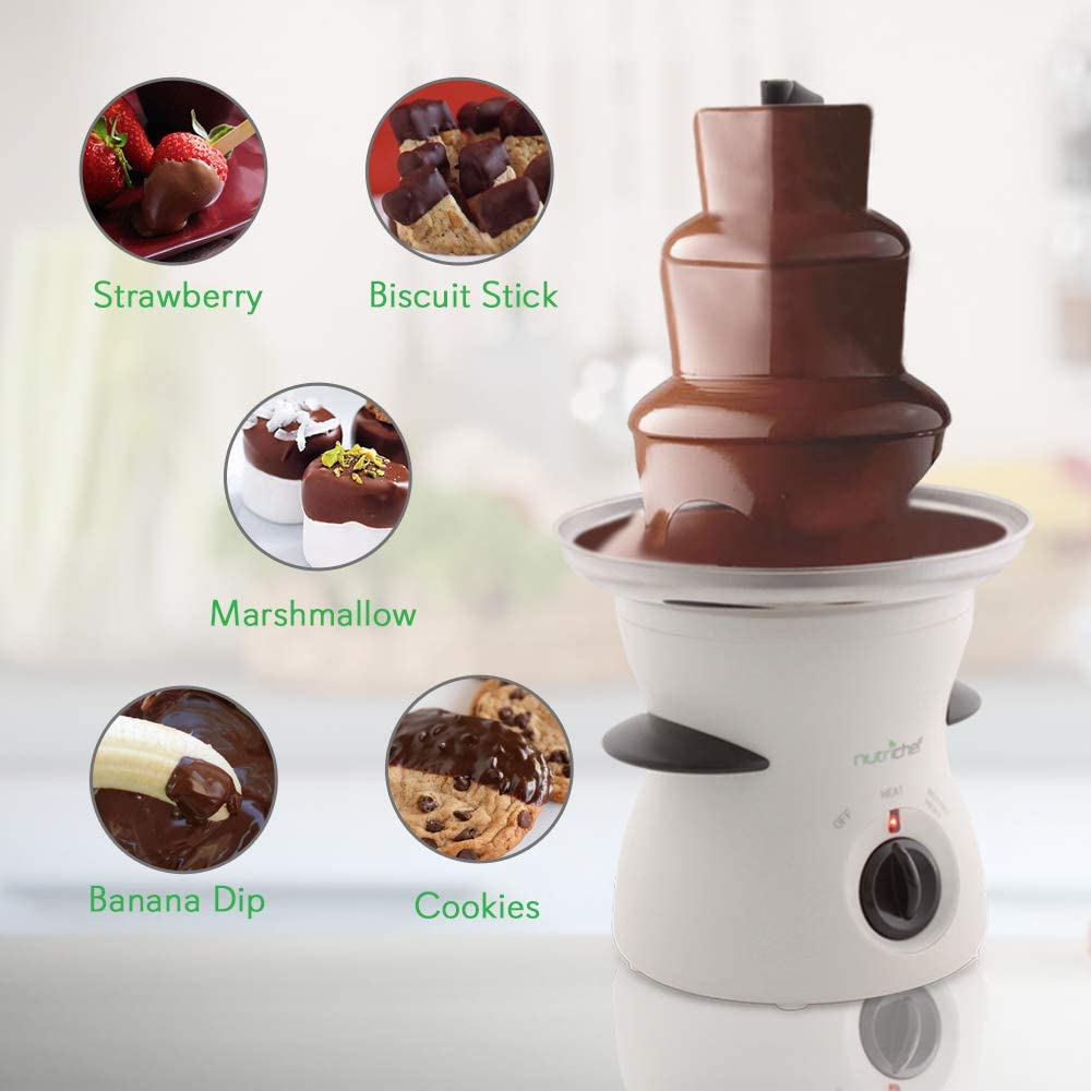 NutriChef 16oz 3 Tier Electric Fondue Maker Fountain Chocolate Melter (4 Pack) - VMInnovations