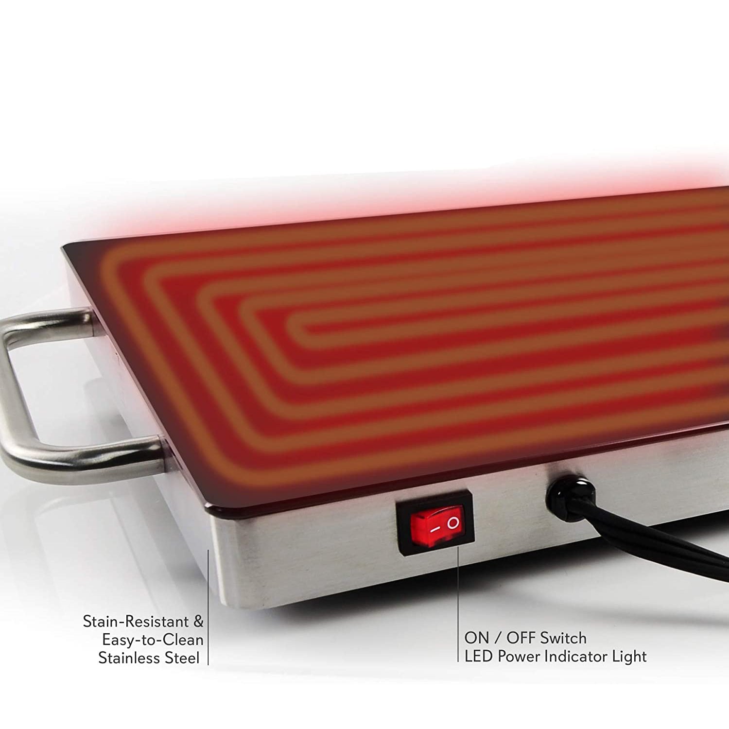 NutriChef Portable 16.5 x 11" Electric Food Warmer Platter Tray Buffet Hot Plate