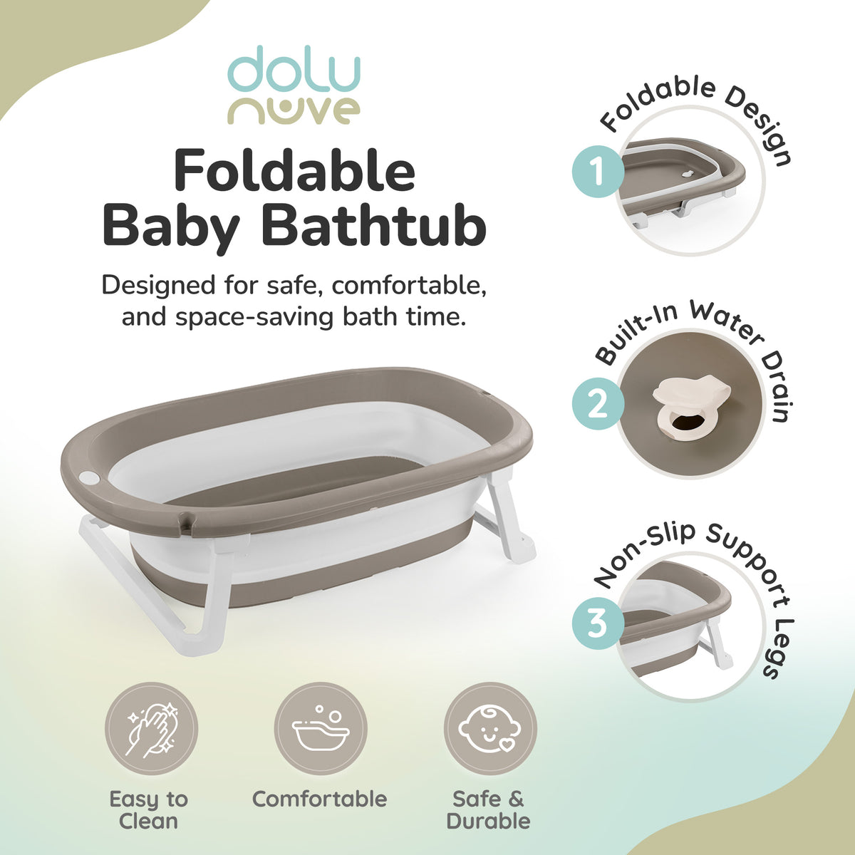 Dolu Nuve Foldable Baby Bathtub Collapsible Infant Bath Tub Newborns(Open Box) - VMInnovations