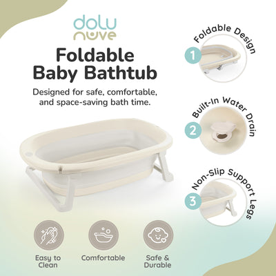 Dolu Nuve Foldable Baby Bathtub Collapsible Infant Tub for Newborns(Open Box)