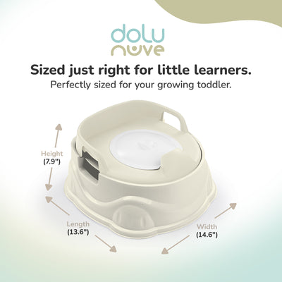 Dolu Nuve 3-in-1 Potty, Toilet Adapter, and Step Stool, Ergonomic Design, Beige (Open Box)