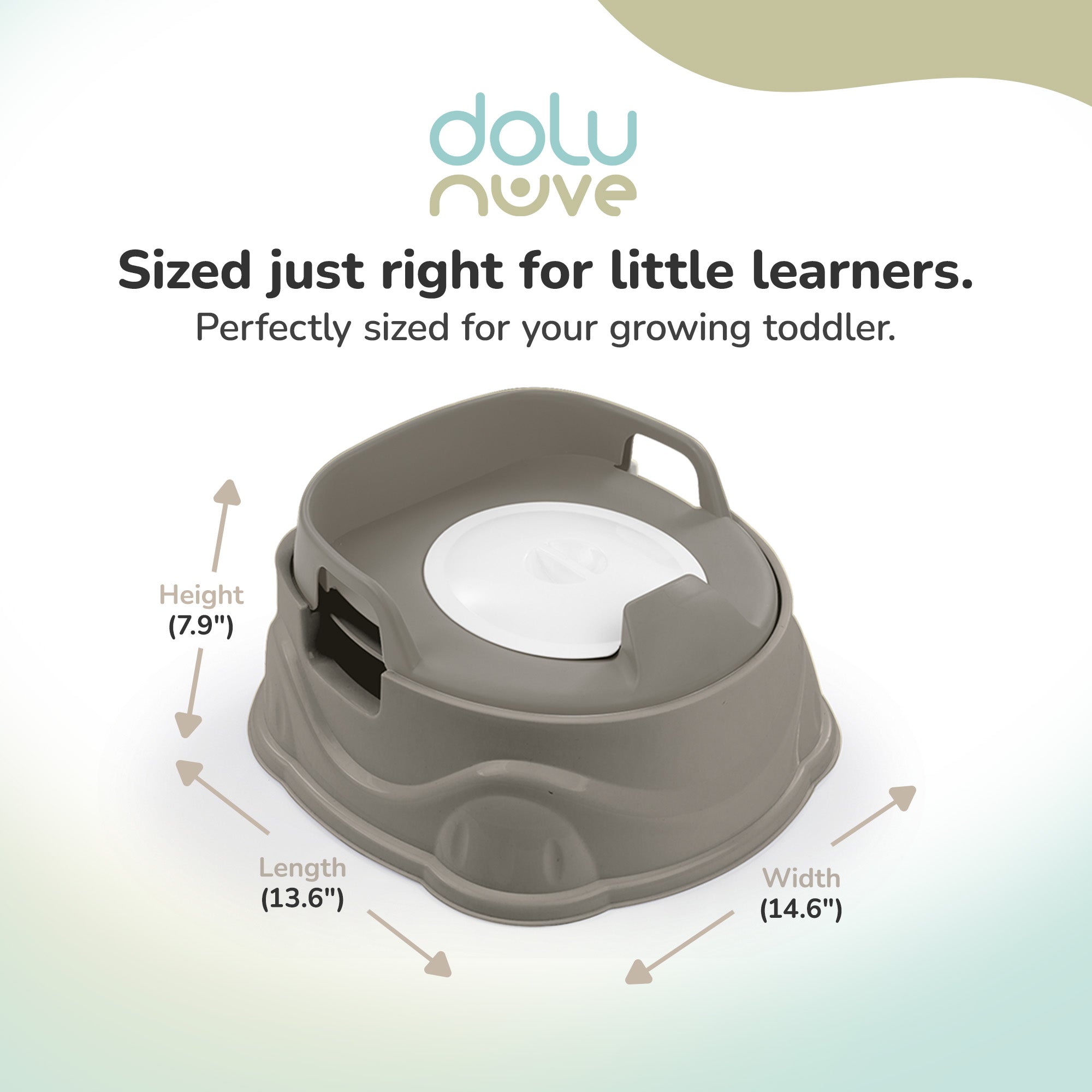 Dolu Nuve 3-in-1 Potty, Toilet Adapter, and Step Stool, Ergonomic Design, Grey - VMInnovations