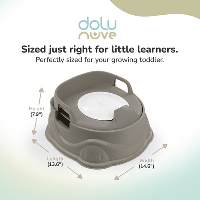 Dolu Nuve 3-in-1 Potty, Toilet Adapter, and Step Stool, Ergonomic Design, Grey - VMInnovations