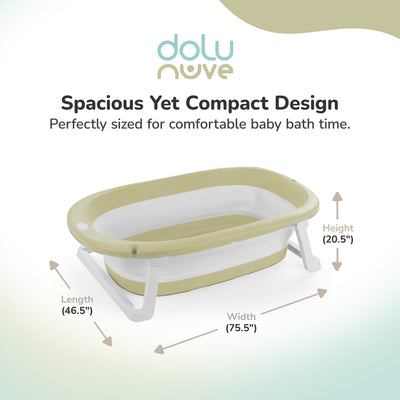 Dolu Nuve Foldable Baby Bathtub Collapsible Infant Bath Tub for Newborns, Green