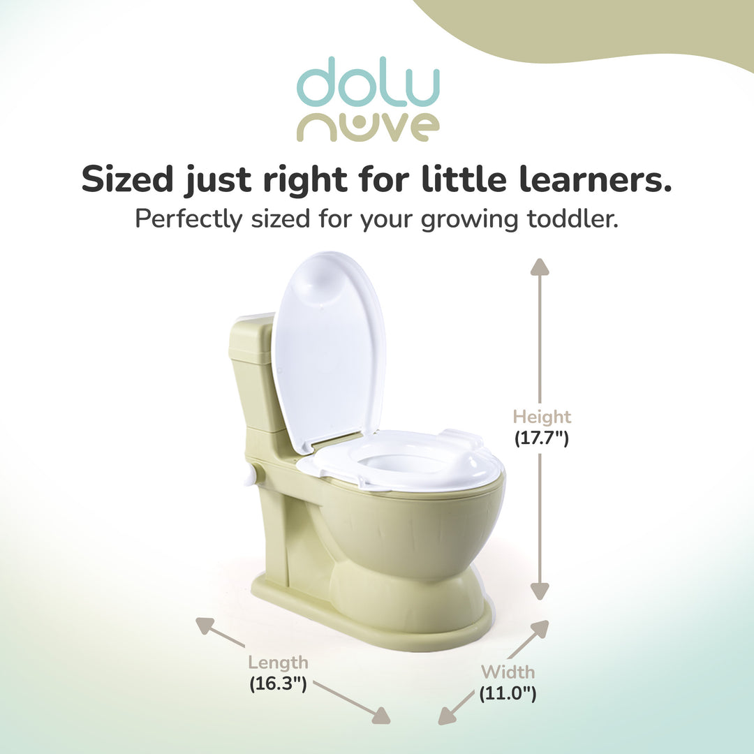 Dolu Nuve Educational XL Potty, Flip-Top Lid for Children 18 Months & Up, Green