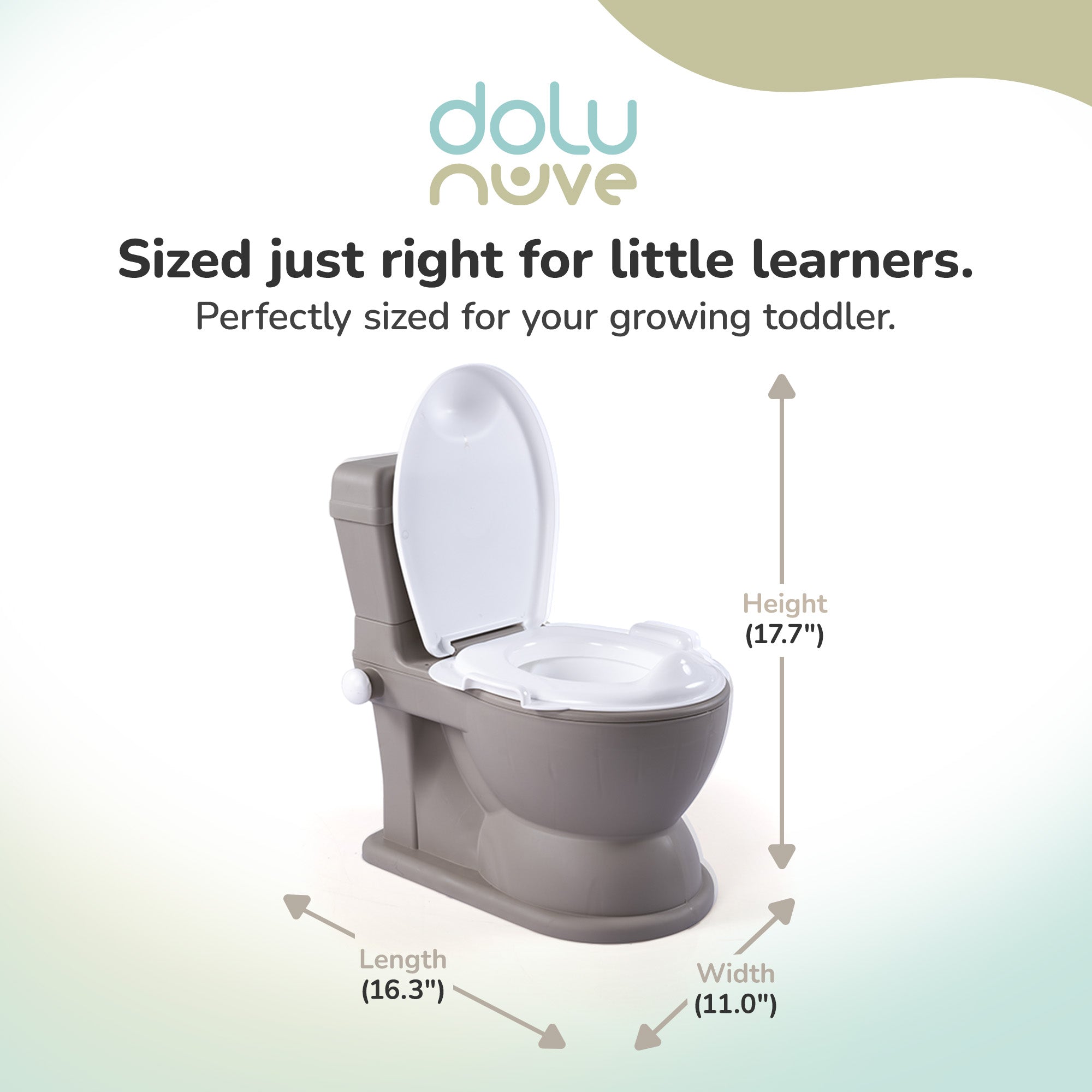 Dolu Nuve Educational XL Potty, Flip-Top Lid for Children 18 Months & Up, Grey - VMInnovations