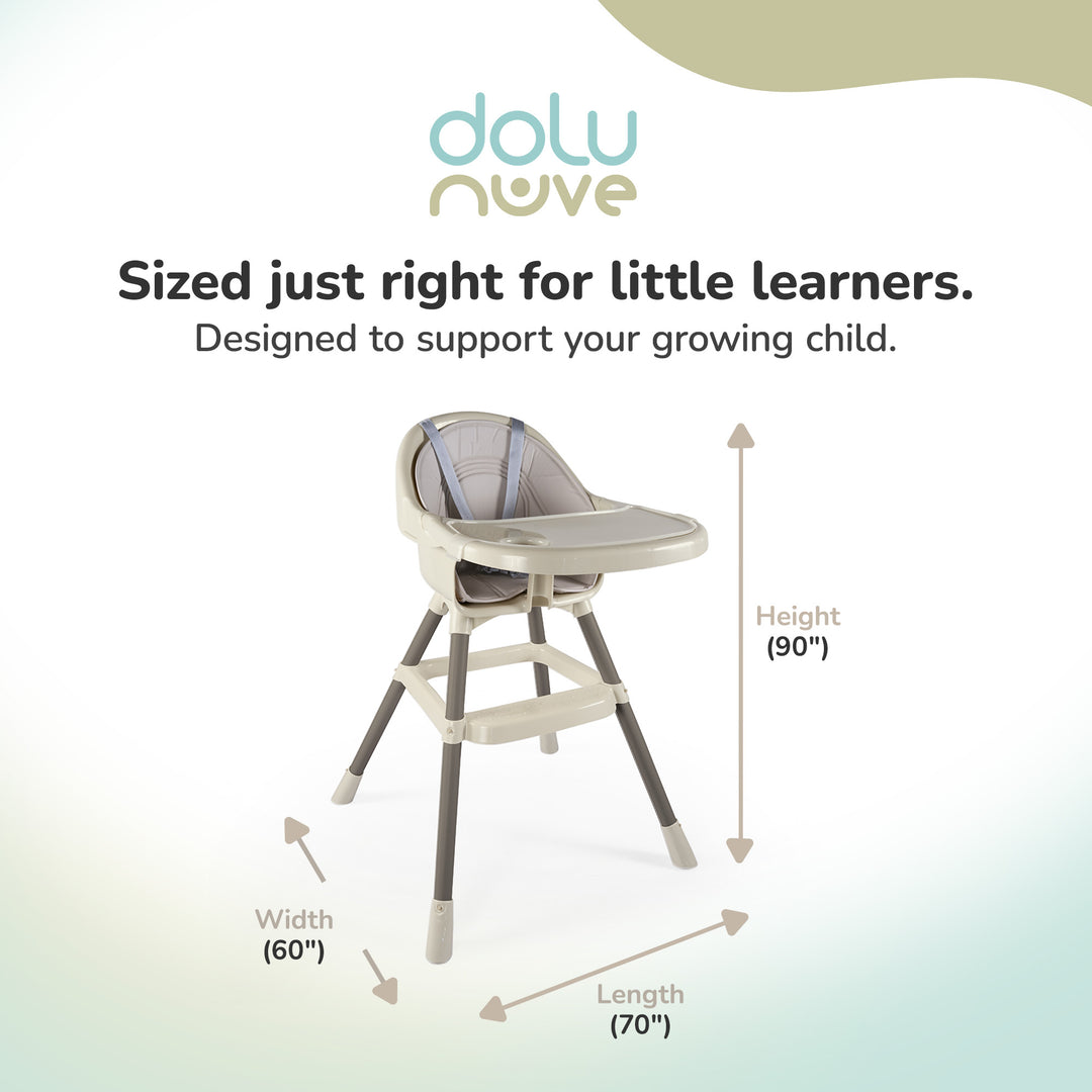 Dolu Nuve Deluxe High Chair for Babies 6+ Months w/ Removable Tray, Relax Beige - VMInnovations