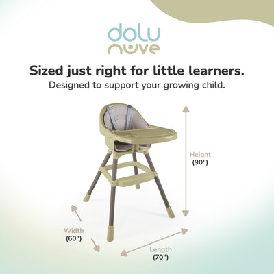 Dolu Nuve Deluxe High Chair for Babies 6+ Months w/ Removable Tray, Eco Green - VMInnovations