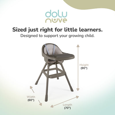 Dolu Nuve Deluxe High Chair for Babies 6+ Months with Removable Tray, Stone Grey - VMInnovations