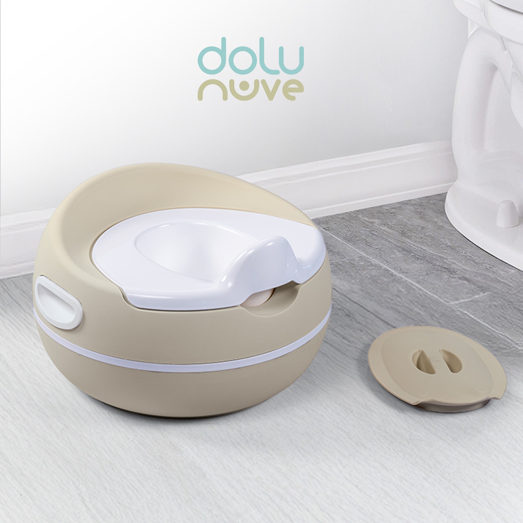 Dolu Nuve Potty Training Seat, Portable Toilet Chair for Kids, Relax Beige - VMInnovations