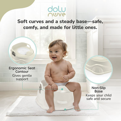 Dolu Nuve 3-in-1 Potty, Toilet Adapter, and Step Stool, Ergonomic Design, Beige (Open Box)