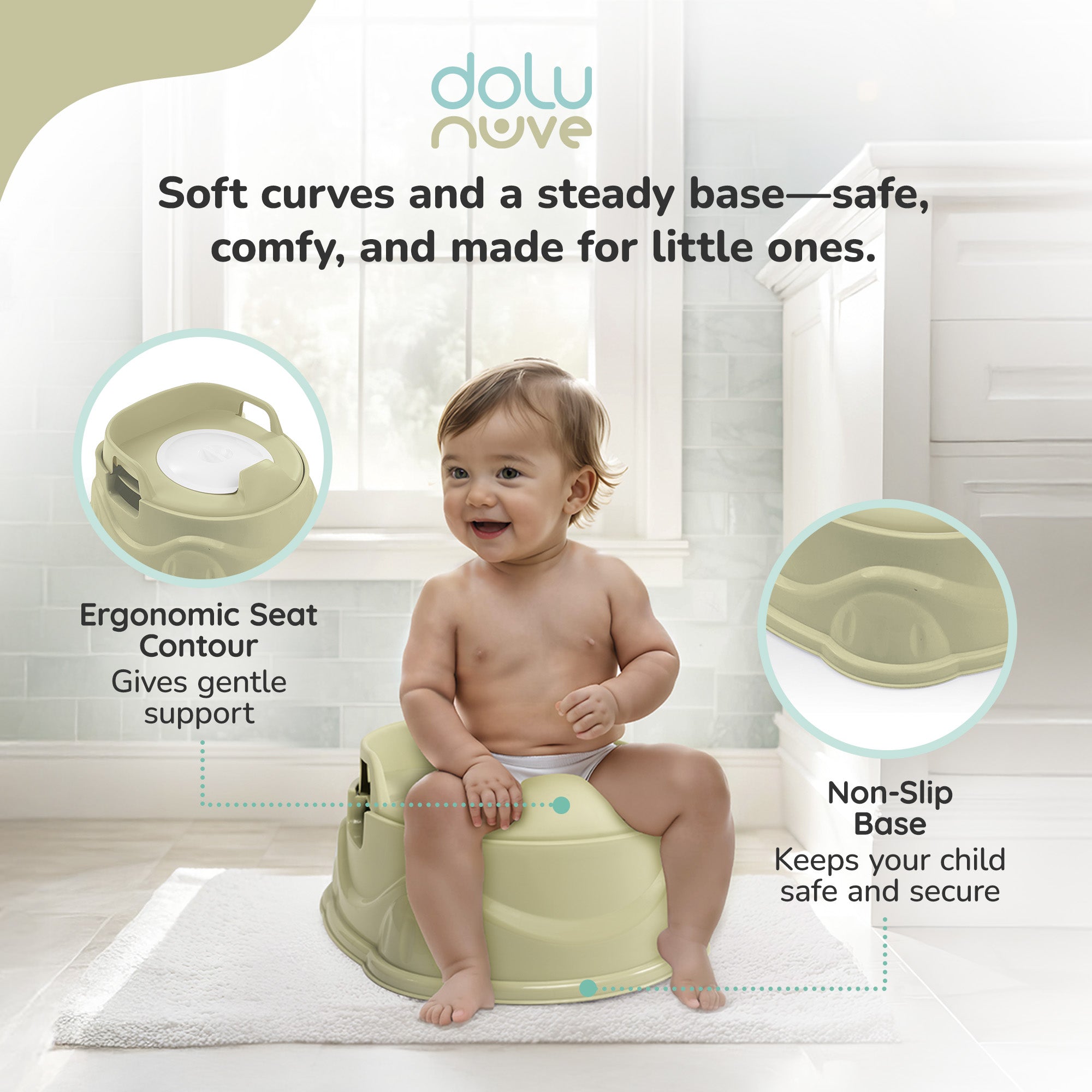 Dolu Nuve 3-in-1 Potty, Toilet Adapter, and Step Stool, Green (Open Box)