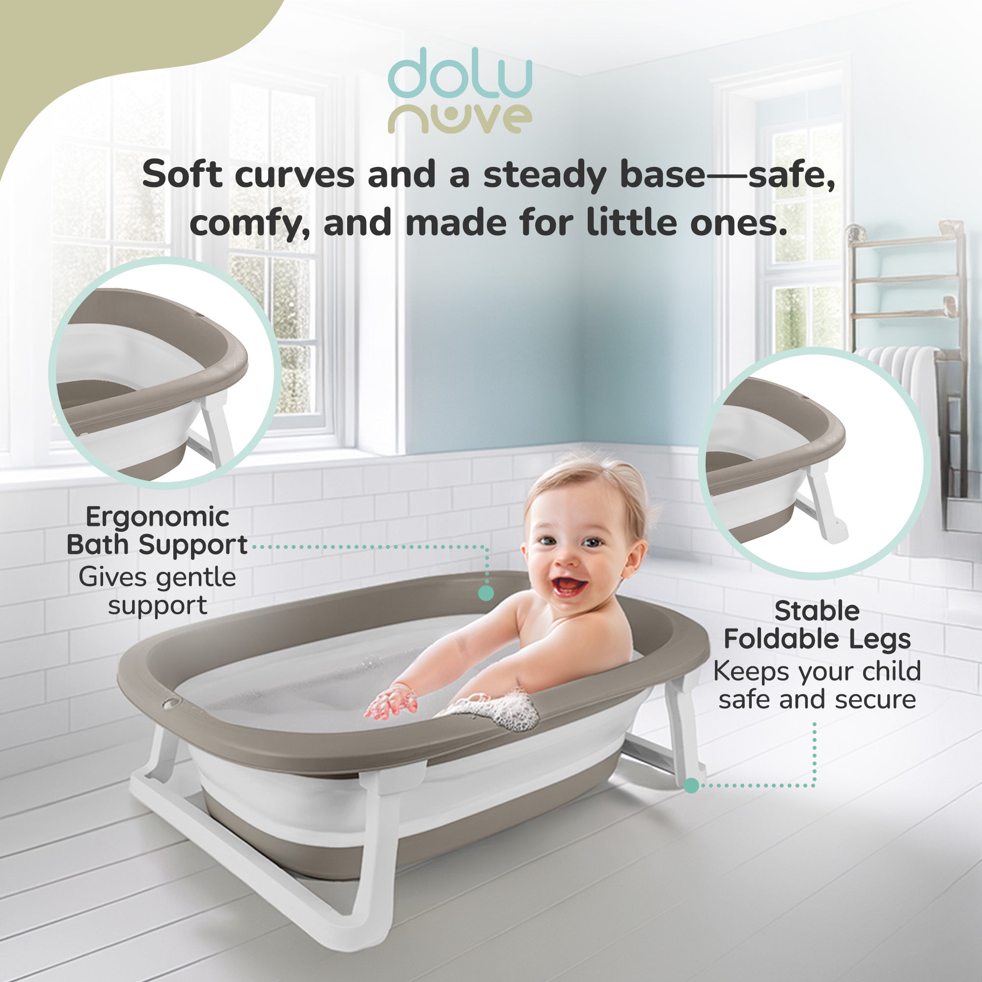 Dolu Nuve Foldable Baby Bathtub Collapsible Infant Bath Tub Newborns(Open Box) - VMInnovations
