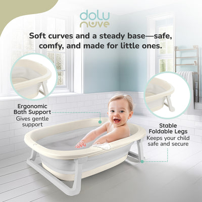 Dolu Nuve Foldable Baby Bathtub Collapsible Infant Tub for Newborns(Open Box)