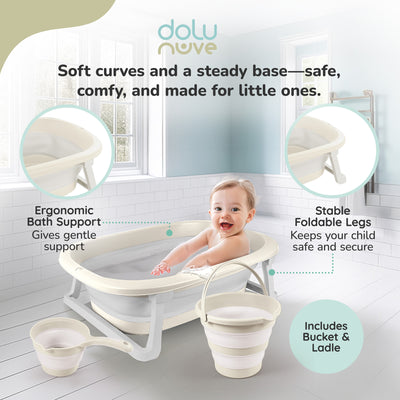 Dolu Nuve 3-Piece Foldable Baby Bath Set, Infant Tub, Bucket & Rinse Cup (Used)
