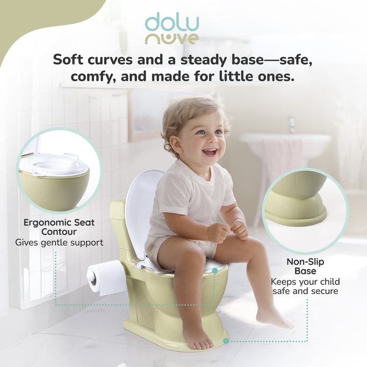 Dolu Nuve Educational XL Potty, Flip-Top Lid for Children 18 Months & Up, Green
