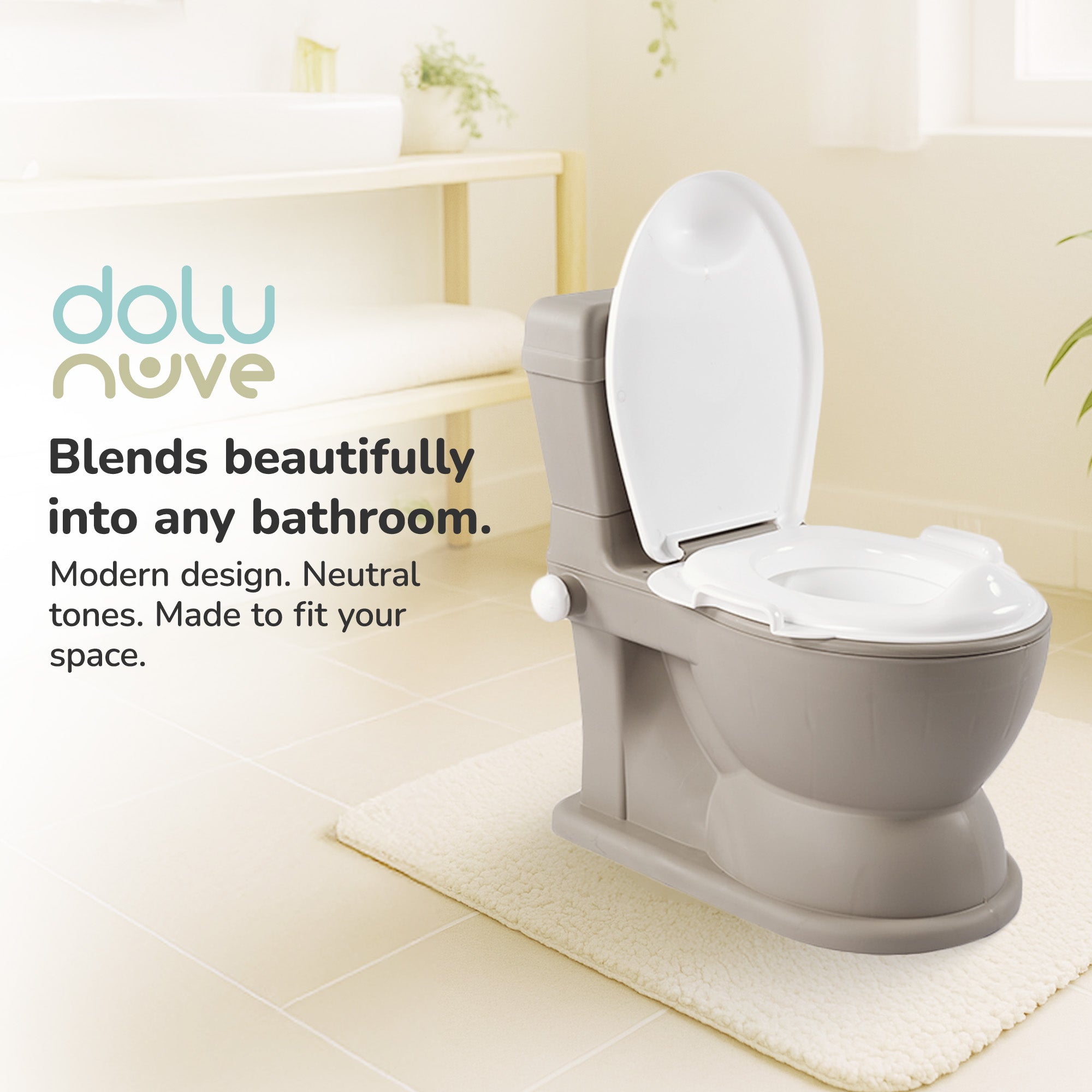 Dolu Nuve Educational XL Potty, Flip-Top Lid for Children 18 Months & Up, Grey - VMInnovations