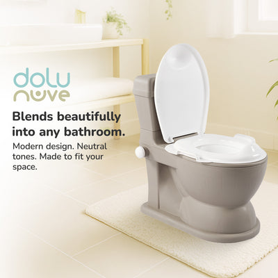 Dolu Nuve Educational XL Potty, Flip-Top Lid for Children 18 Months & Up, Grey - VMInnovations
