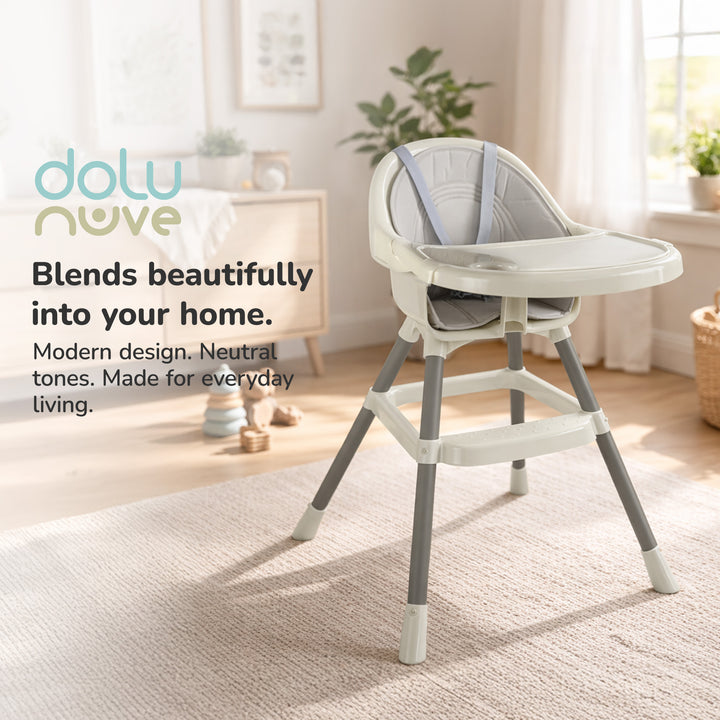 Dolu Nuve Deluxe High Chair for Babies 6+ Months w/ Removable Tray, Relax Beige - VMInnovations