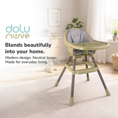 Dolu Nuve Deluxe High Chair for Babies 6+ Months w/ Removable Tray, Eco Green - VMInnovations