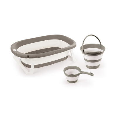 Dolu Nuve 3-Piece Foldable Baby Bath Set, Infant Tub, Bucket & Rinse Cup, Grey - VMInnovations