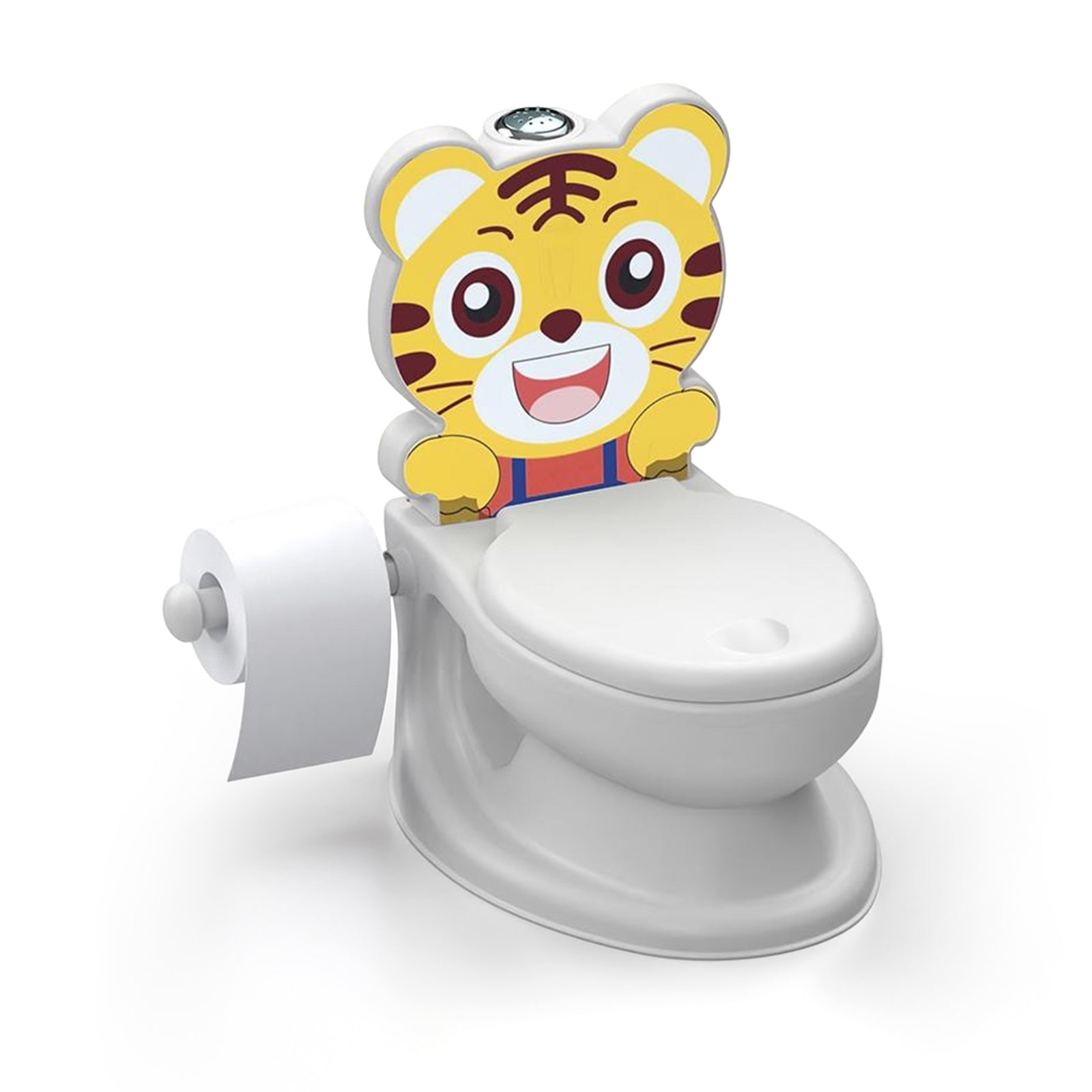 Dolu Nuve Tiger Baby Toddler Potty Chair Light Sound Toilet Paper Holder, White - VMInnovations