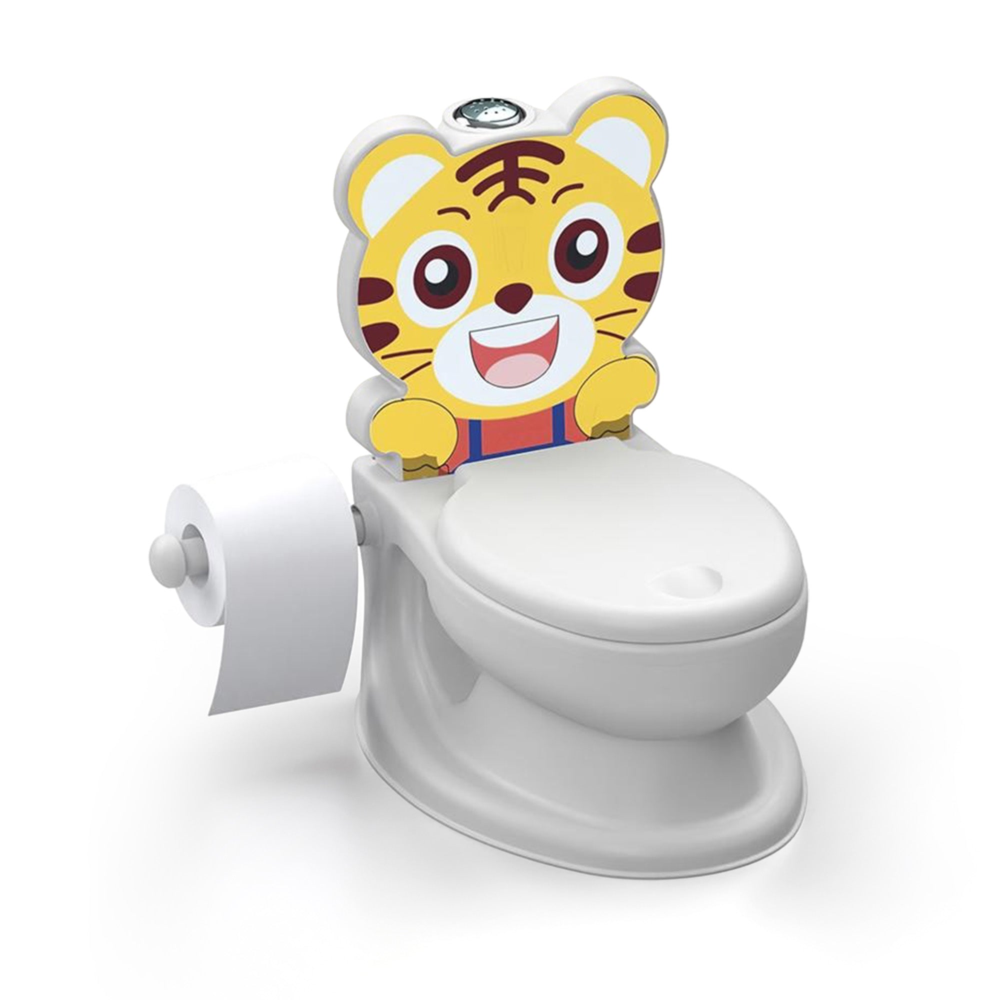 Dolu Nuve Tiger Baby Toddler Potty Chair Light Sound Toilet Paper Holder, White - VMInnovations