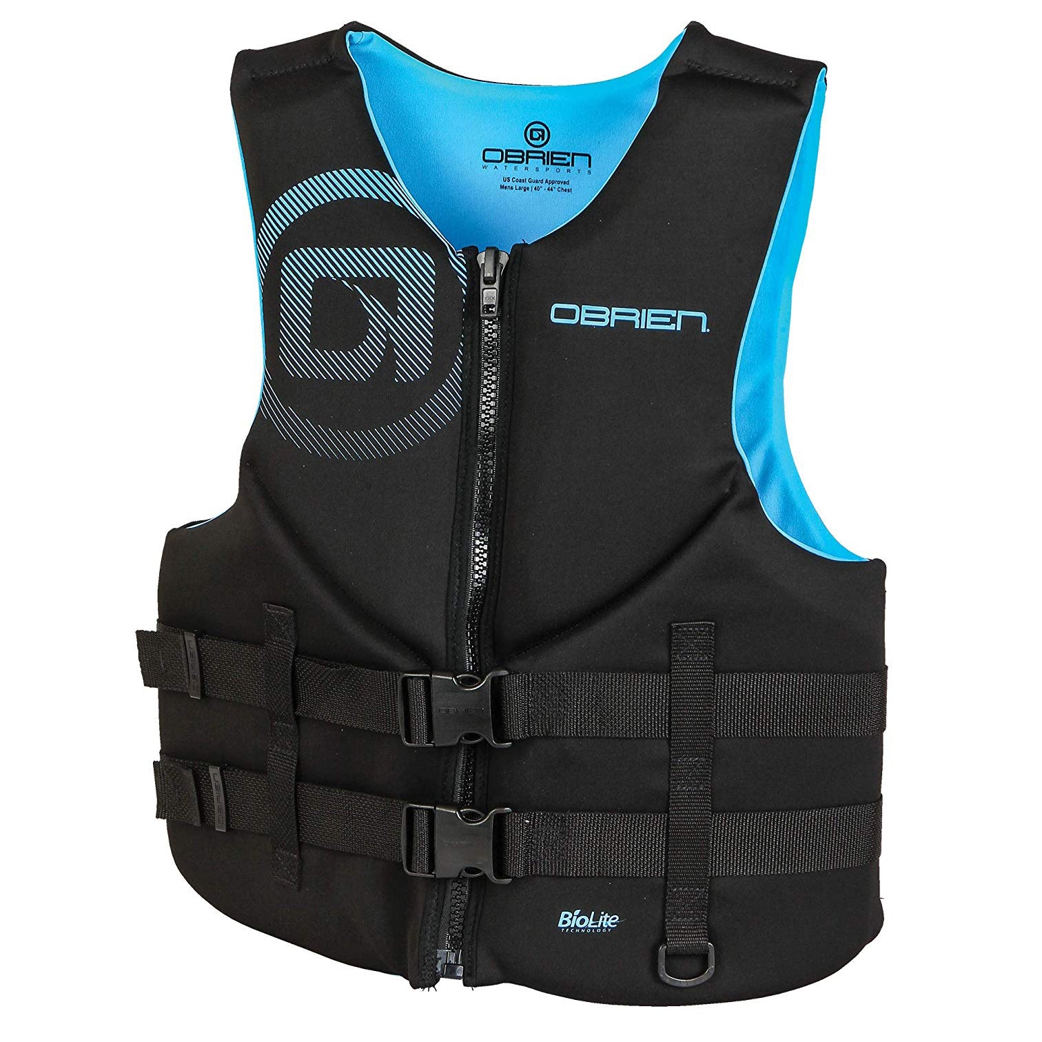 O'Brien Watersports Traditional Men Safety Life Jacket, Cyan, Size L (Open Box)
