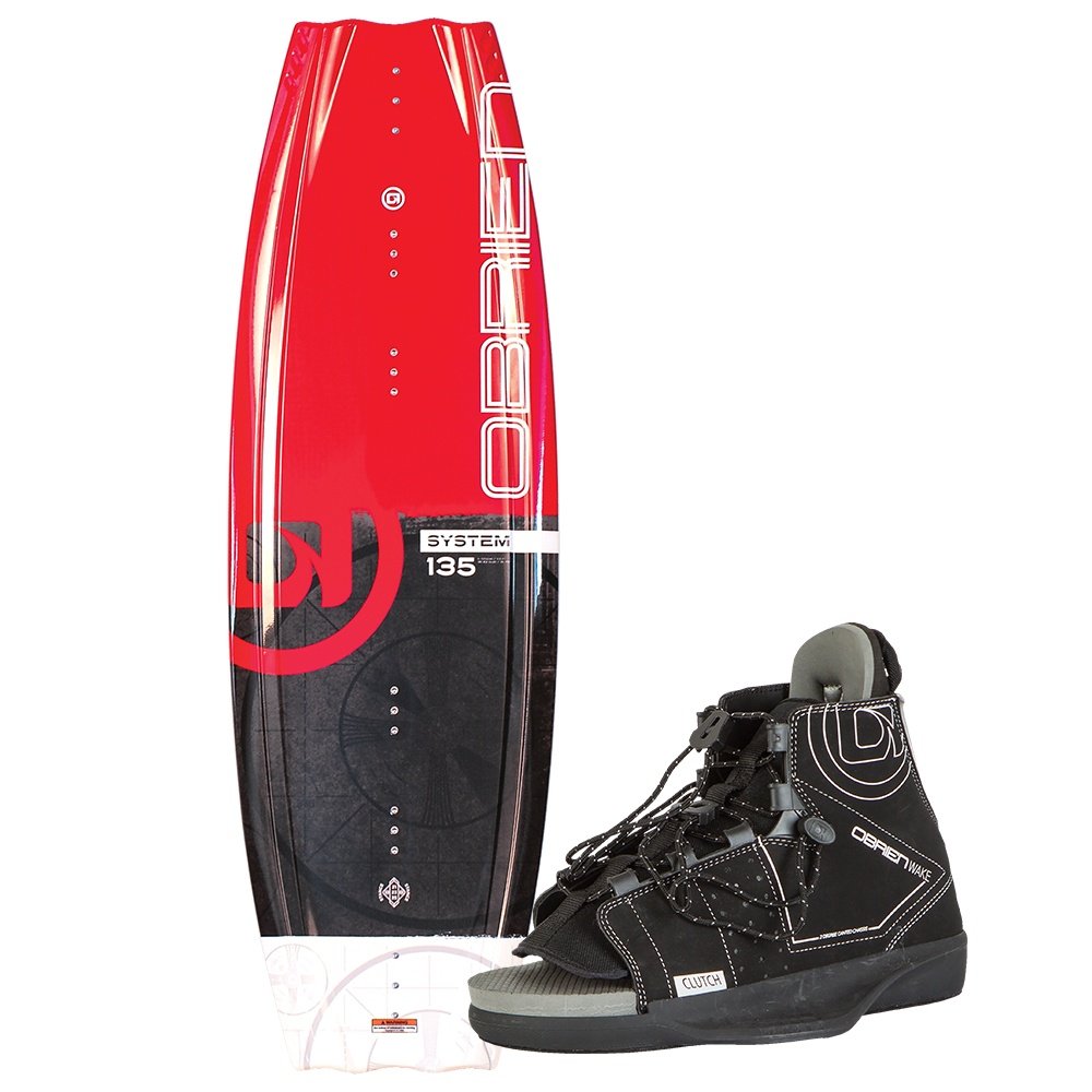 O'Brien Wakeboard with Size 4 to 8 Bindings & Airhead 70 Foot Tow Rope, Red